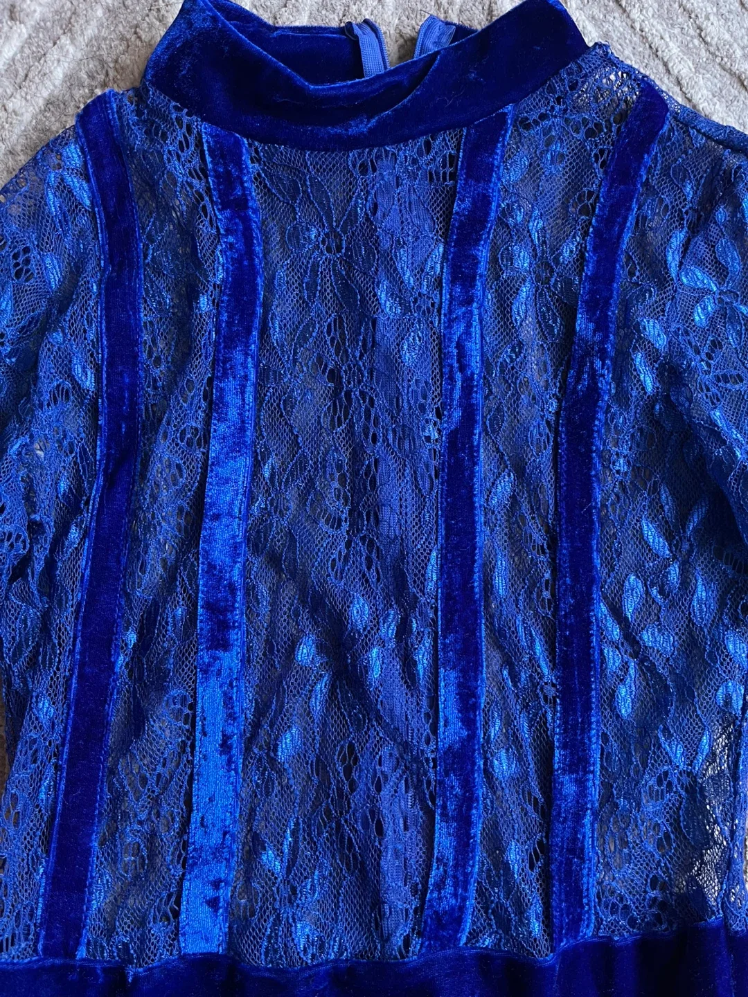Blue Velvet & Lace Dress NEW image indicator(4)