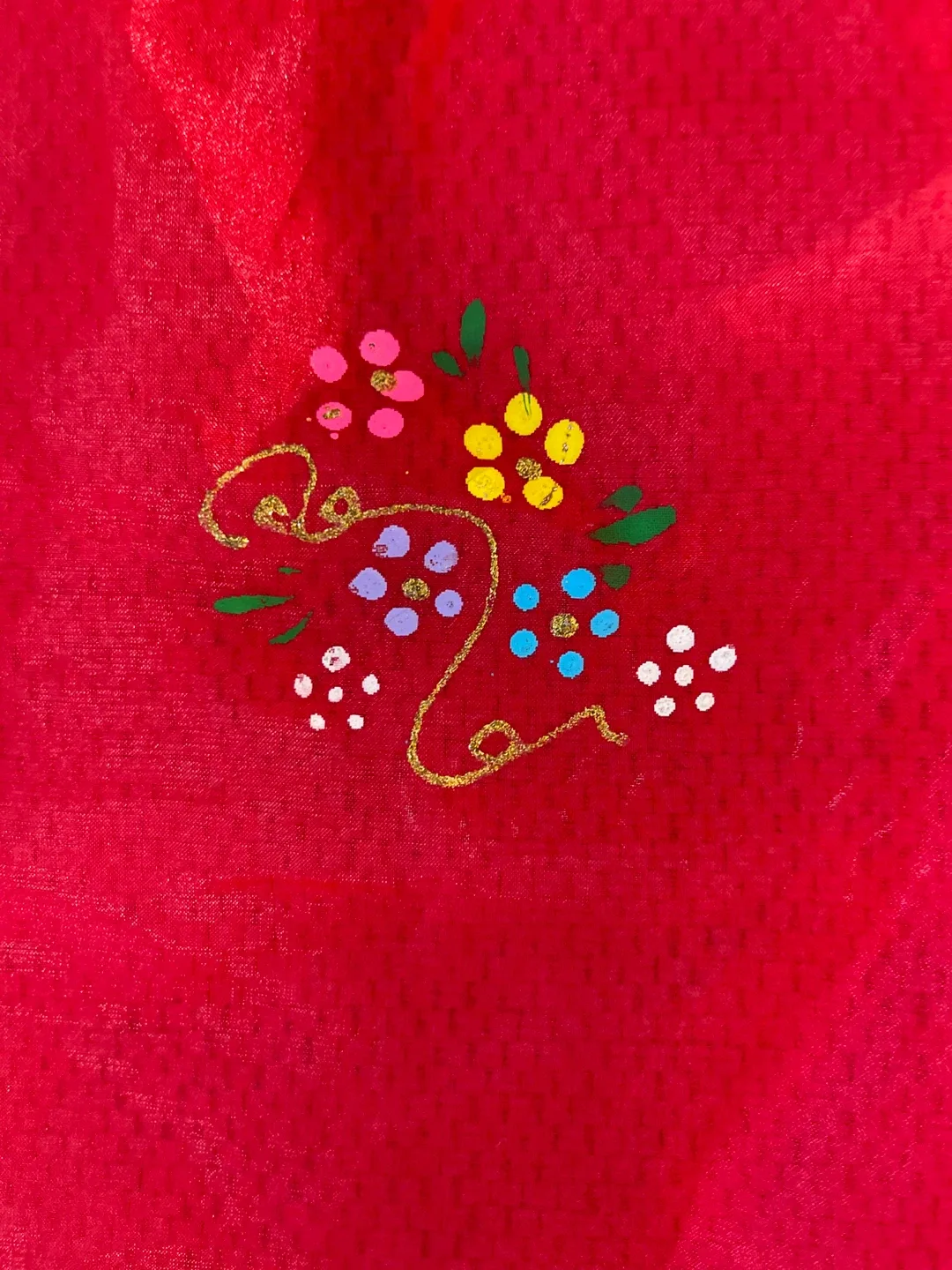 Red Floral Print Tote Bag image indicator(3)