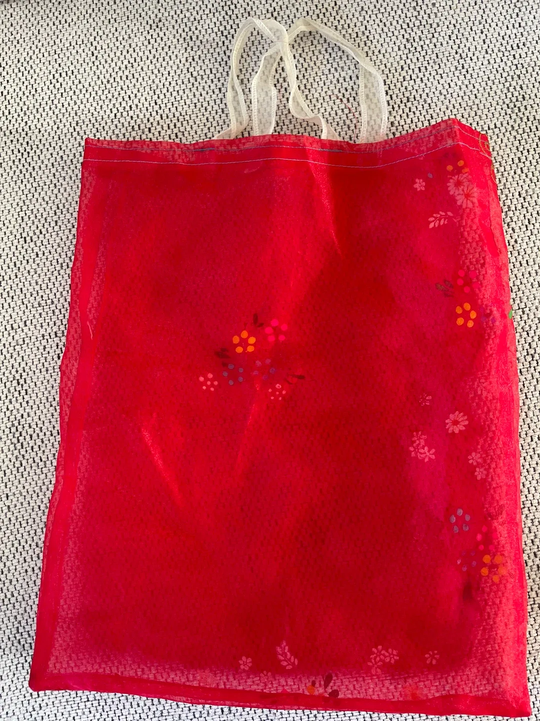 Red Floral Print Tote Bag image indicator(6)