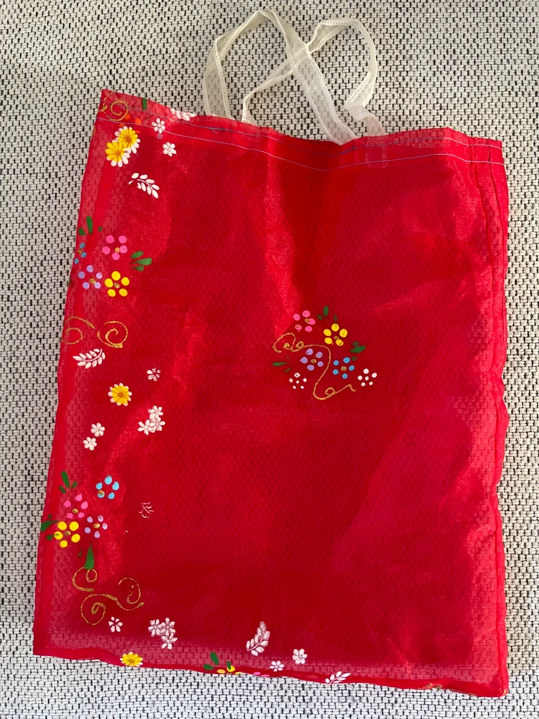 Red Floral Print Tote Bag thumbnail