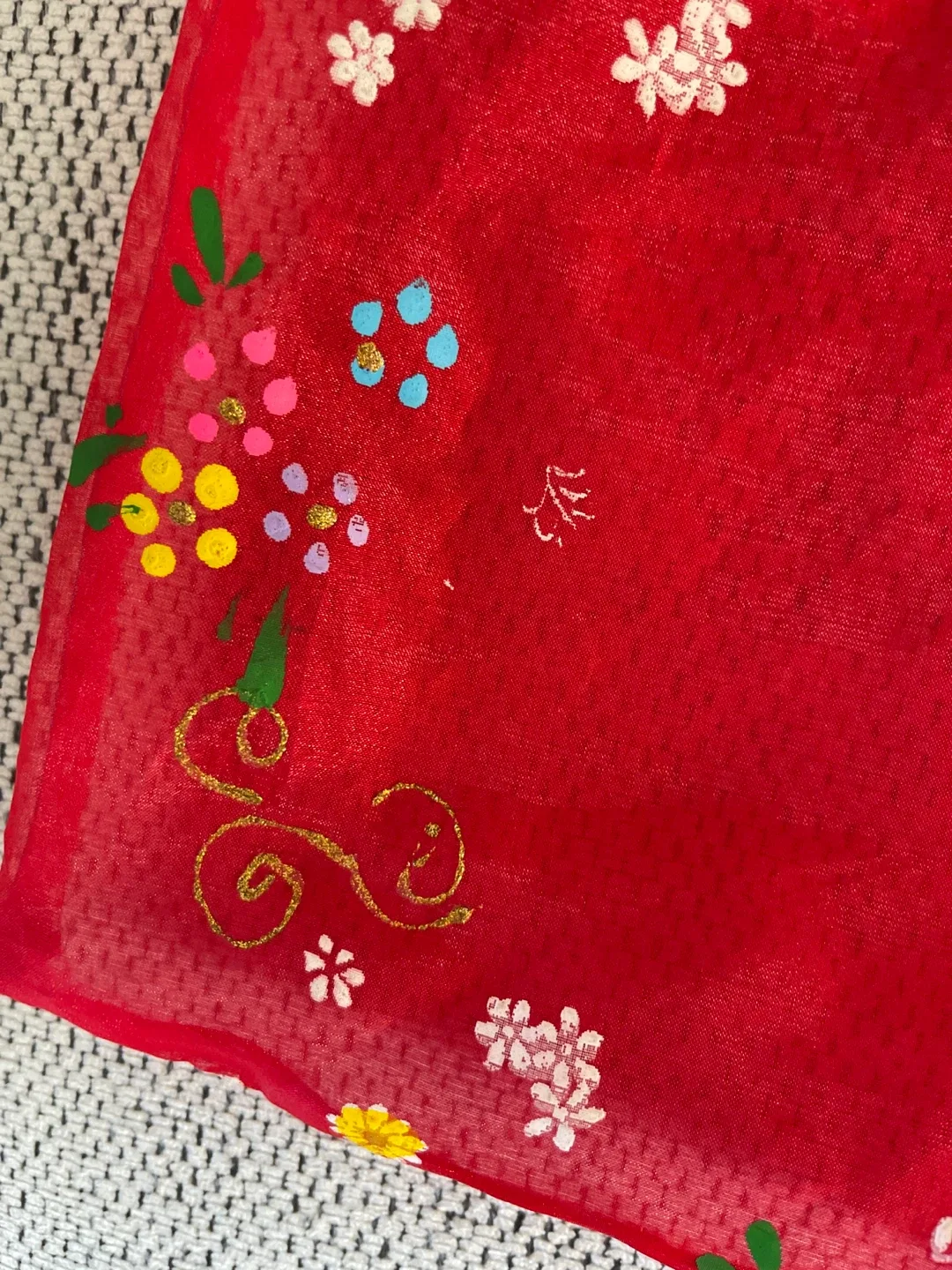 Red Floral Print Tote Bag image indicator(2)