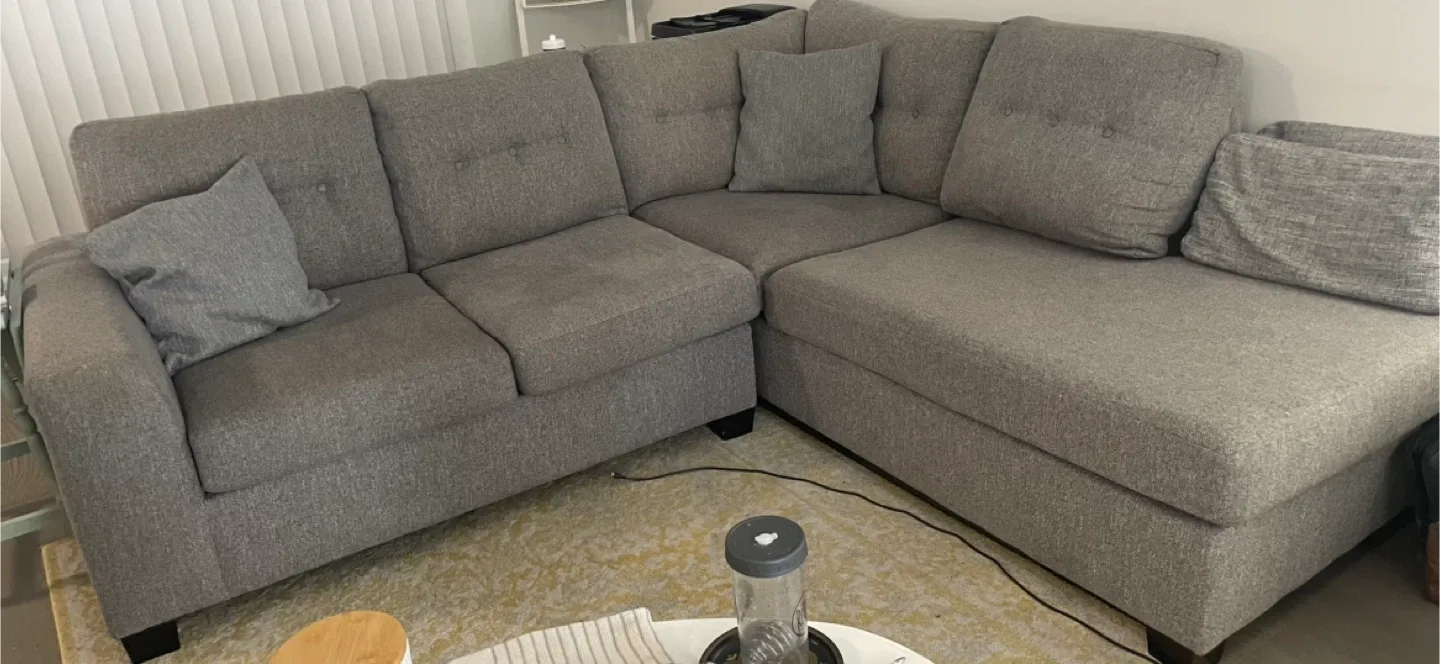 Grey Sectional Sofa with Pillows image indicator(3)