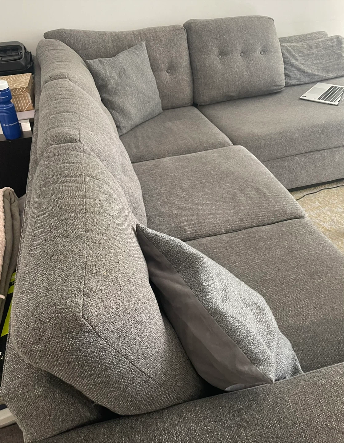 Grey Sectional Sofa with Pillows - photo 2