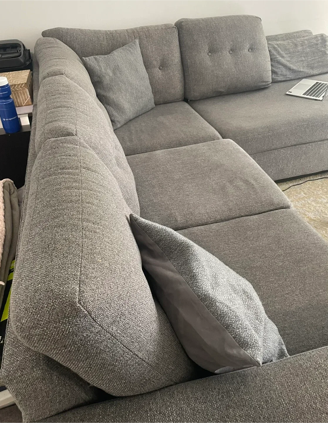 Grey Sectional Sofa with Pillows image indicator(2)