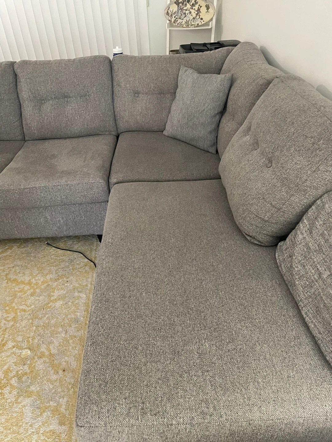 Grey Sectional Sofa with Pillows