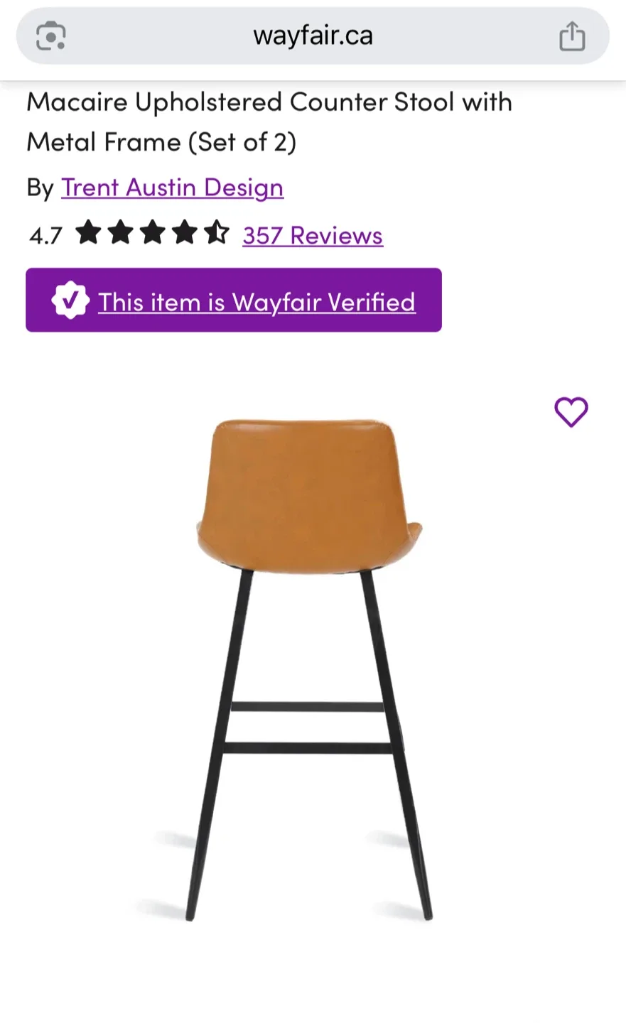 Trent Austin Design Macaire Upholstered Counter Stool (Set of 2) image indicator(4)