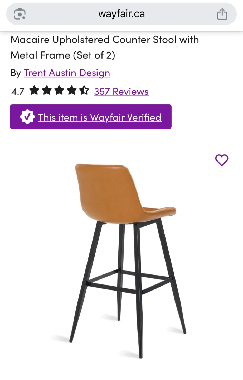 Trent Austin Design Macaire Upholstered Counter Stool (Set of 2) image indicator(5)