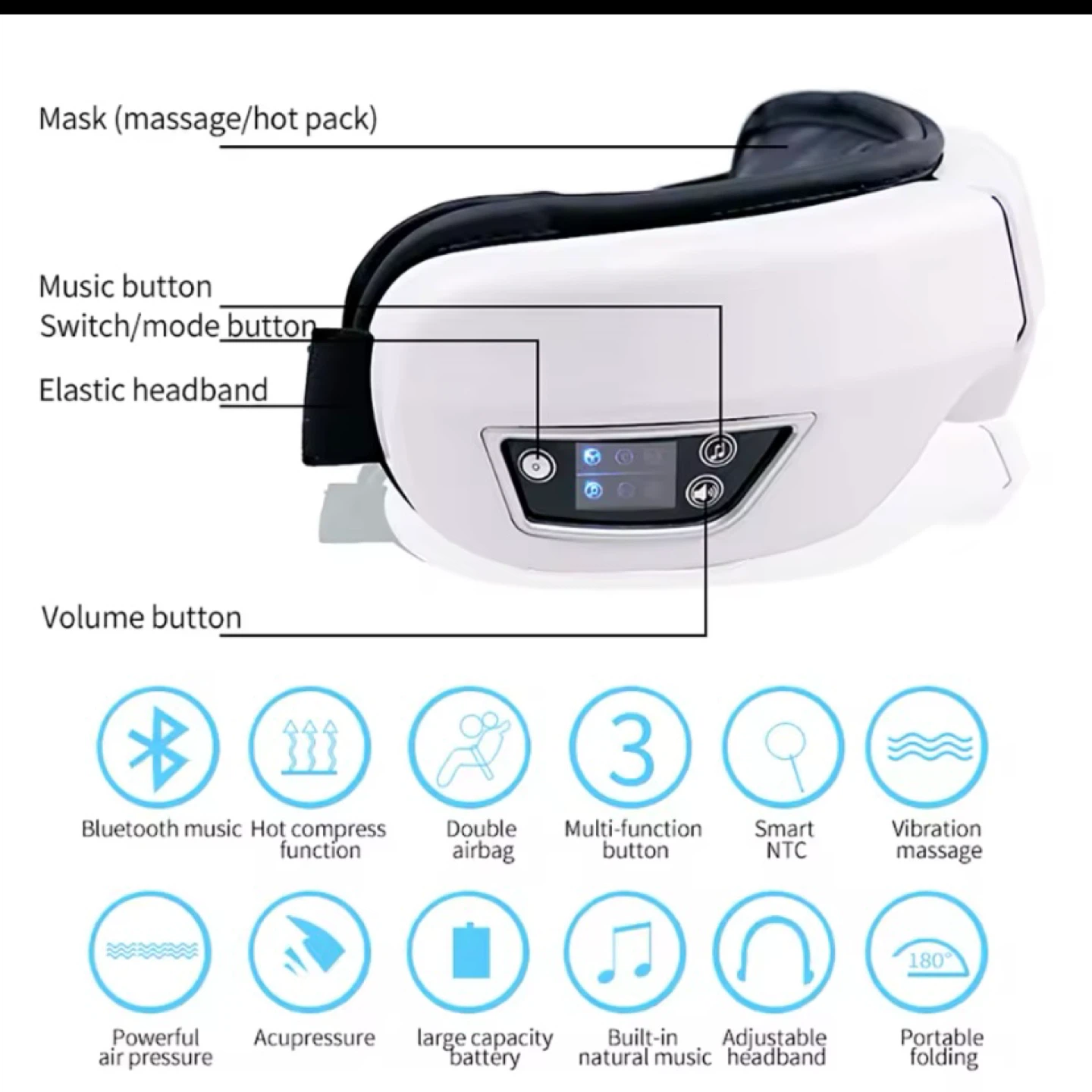 New Eye Massager Mask with Heat & Music - photo 4