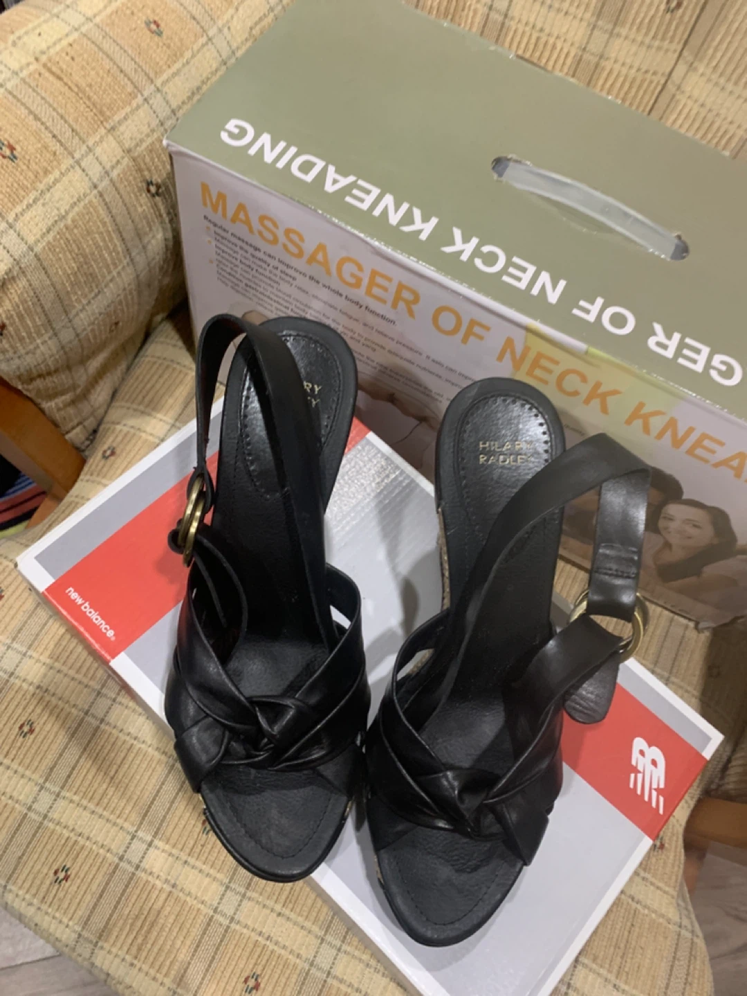 Hilary Radley Black Wedge Sandals - Size 6.5