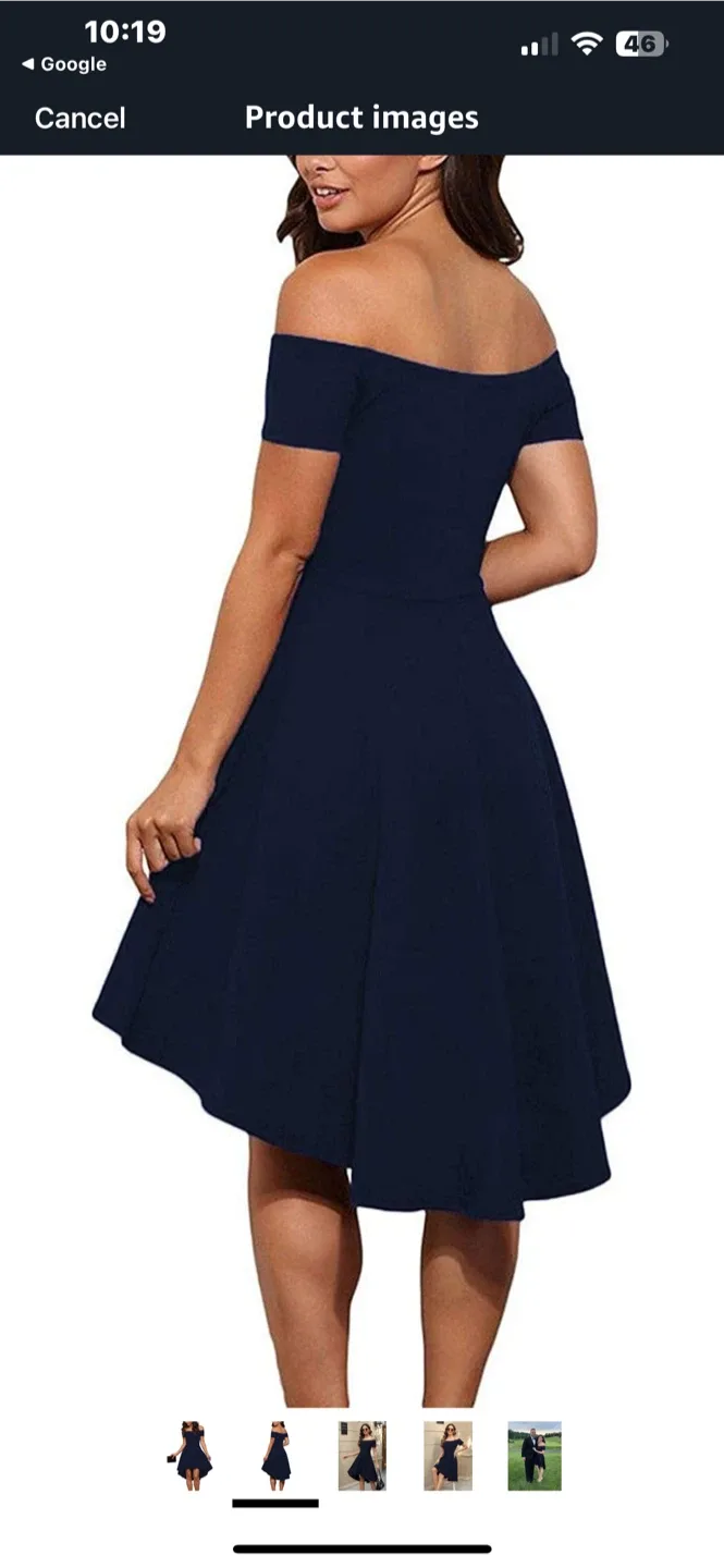Navy Blue Off-Shoulder Hi-Lo Dress image indicator(3)