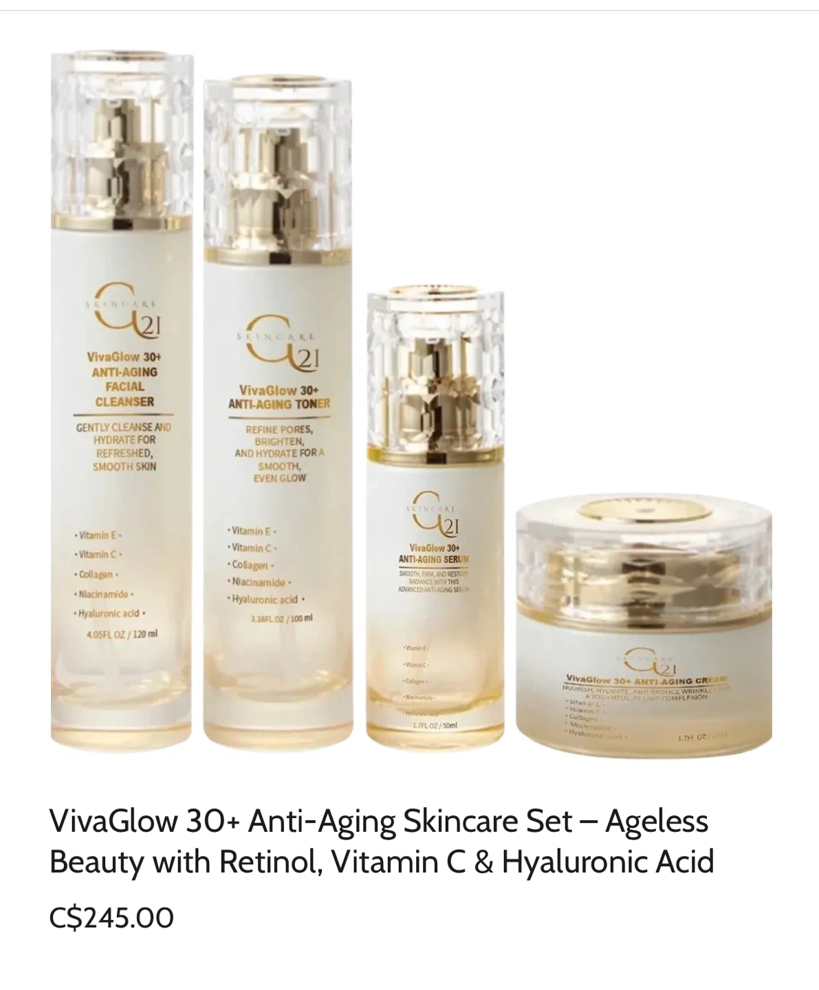 VivaGlow 30+ Anti-Aging Skincare Set