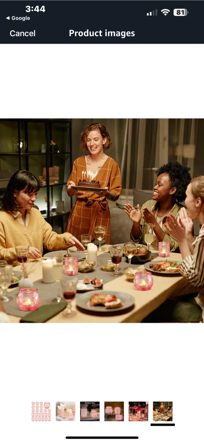 Pink Glass Candle Holders (Set of 24) image indicator(6)