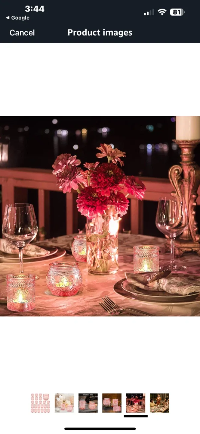 Pink Glass Candle Holders (Set of 24) image indicator(4)