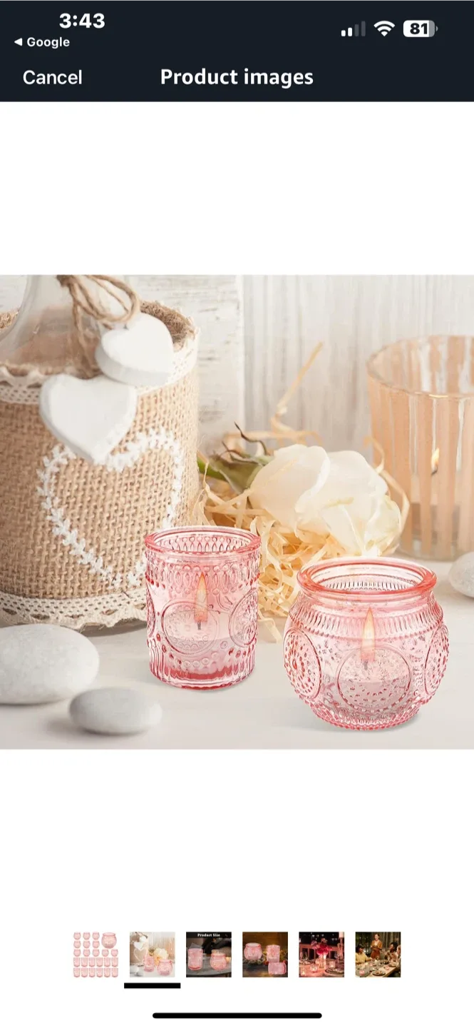 Pink Glass Candle Holders (Set of 24) image indicator(2)