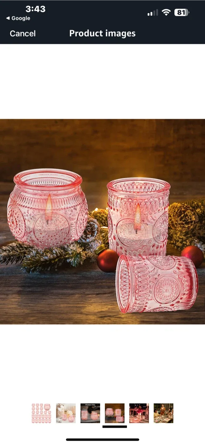 Pink Glass Candle Holders (Set of 24) image indicator(5)