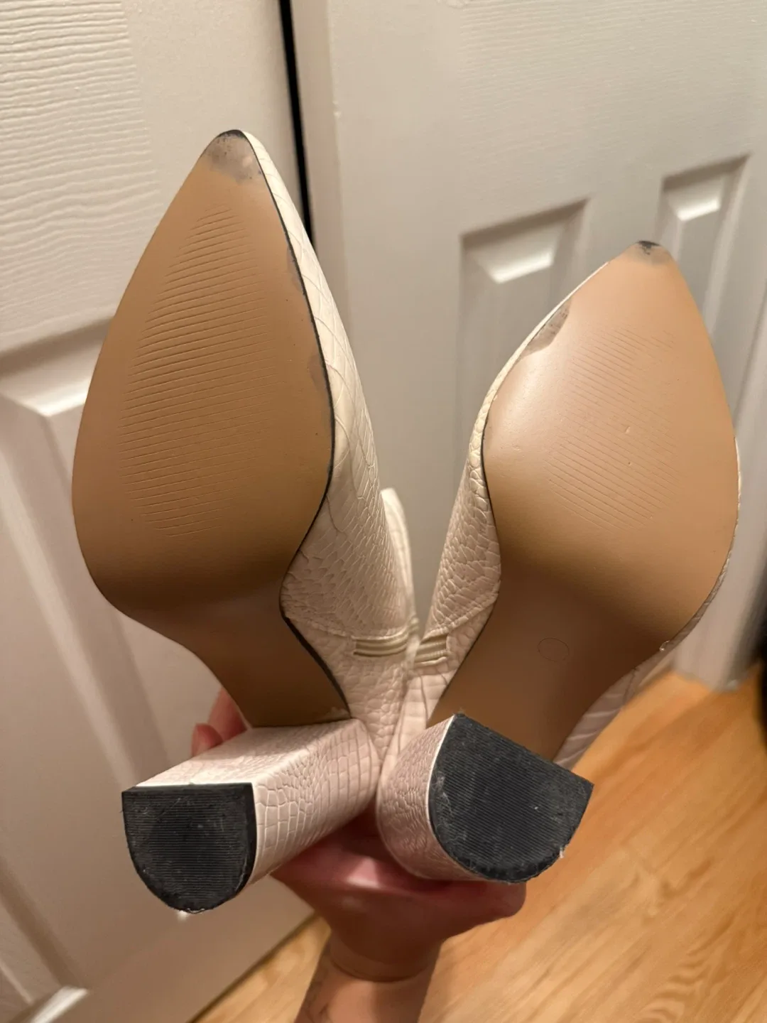 White Knee-High Croc Vegan Leather Boots Size 7 US image indicator(6)