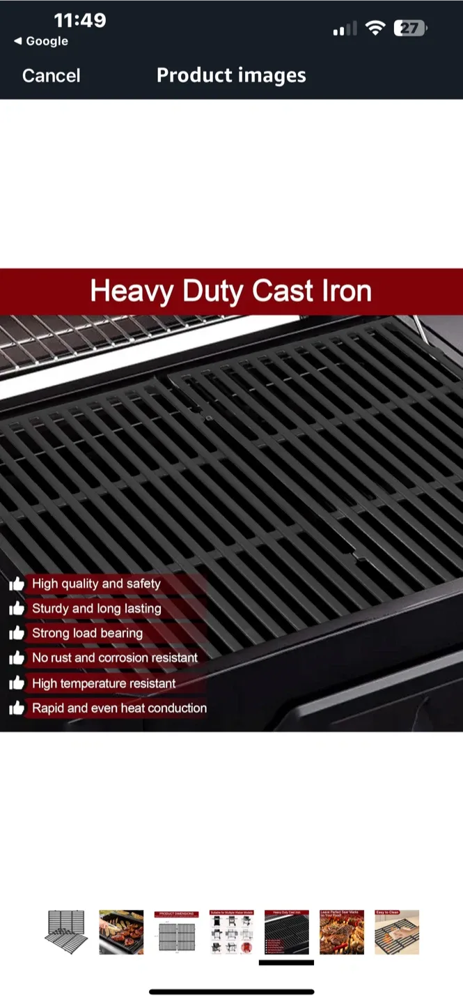 BBQ Grill Grate Cast Iron - 11.9" x 17.5" image indicator(3)