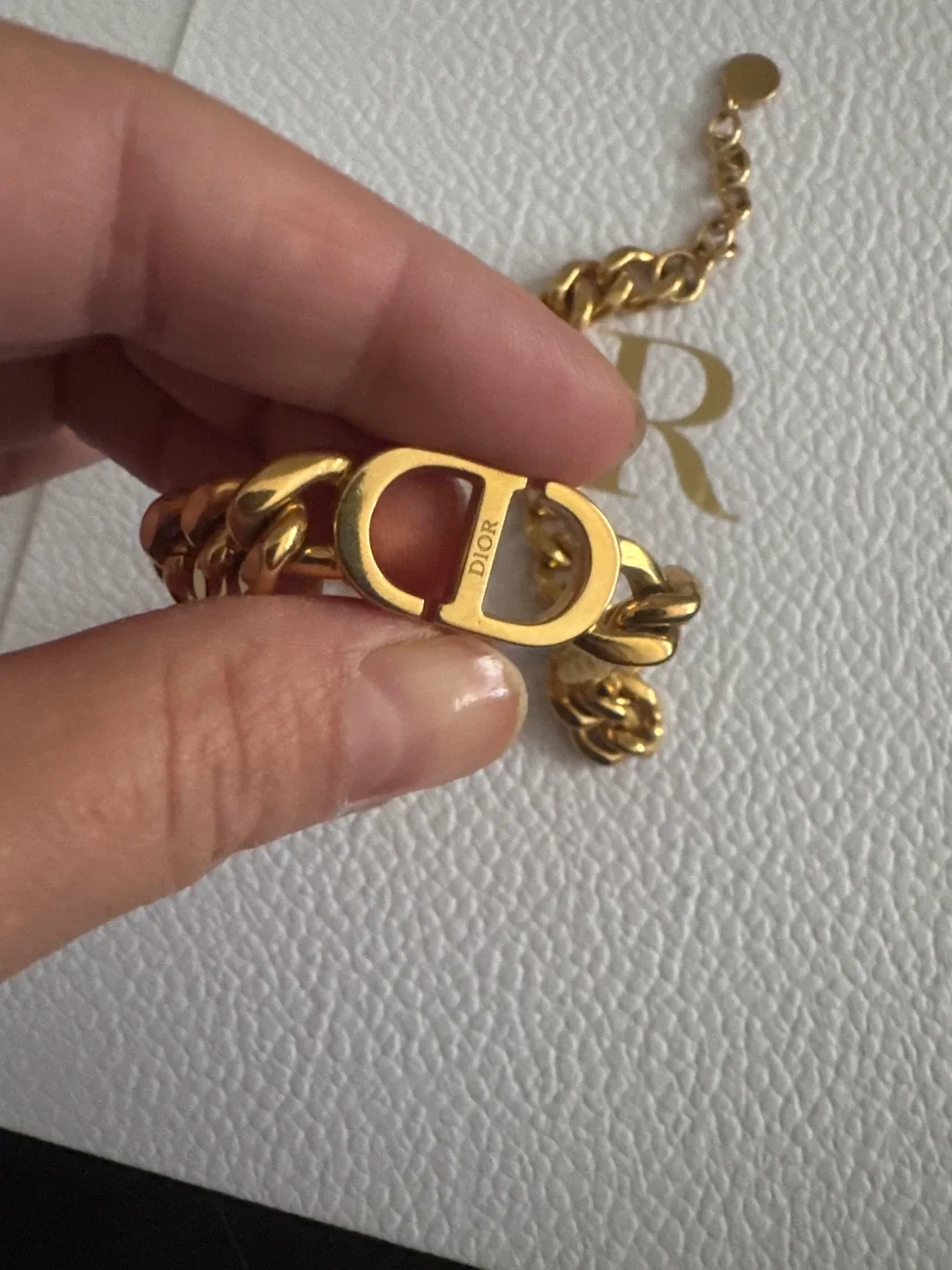 Christian Dior, CD, Rhinestone Gold plated Choker Chain Necklace image indicator(4)