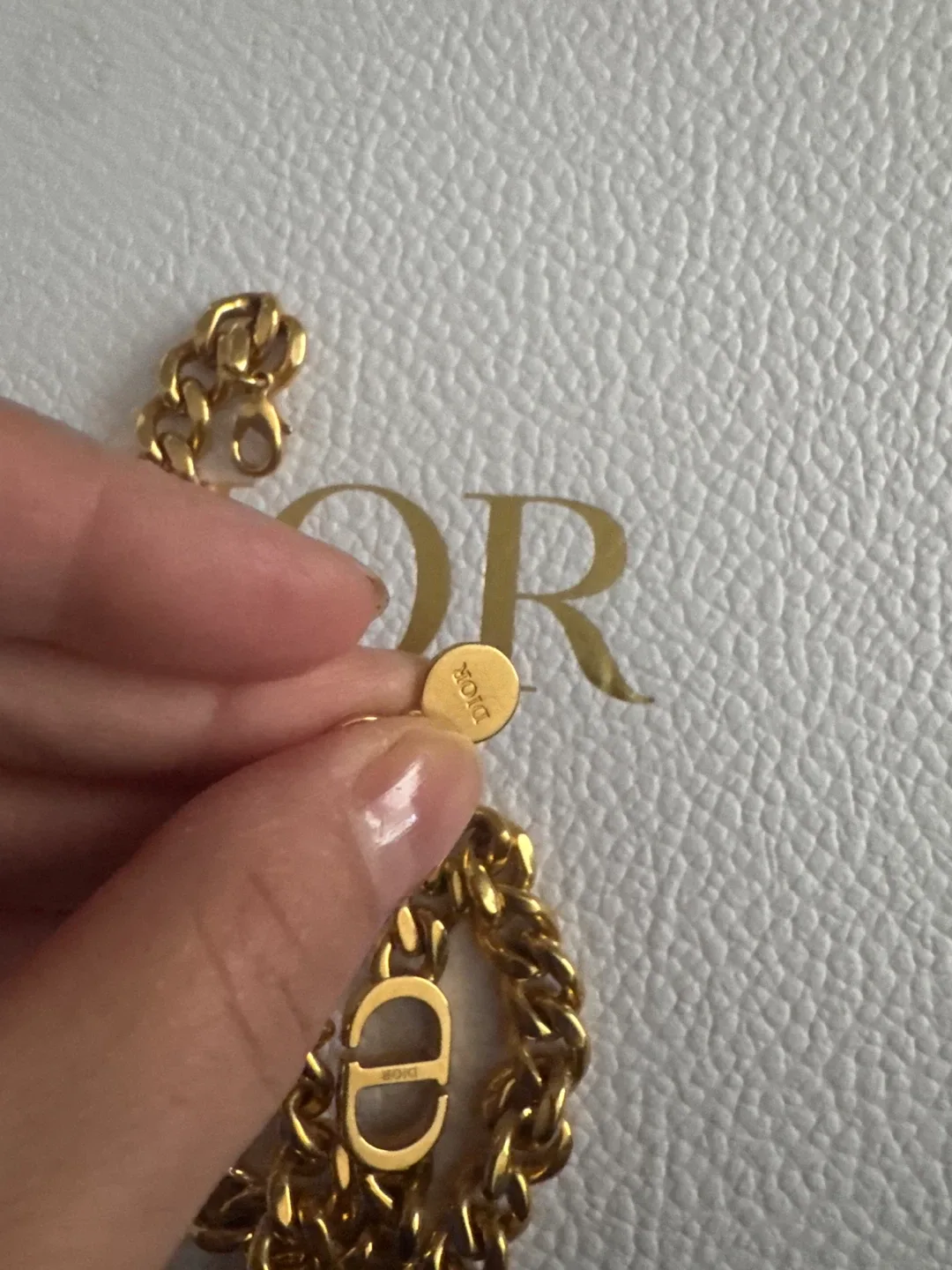 Christian Dior, CD, Rhinestone Gold plated Choker Chain Necklace image indicator(3)