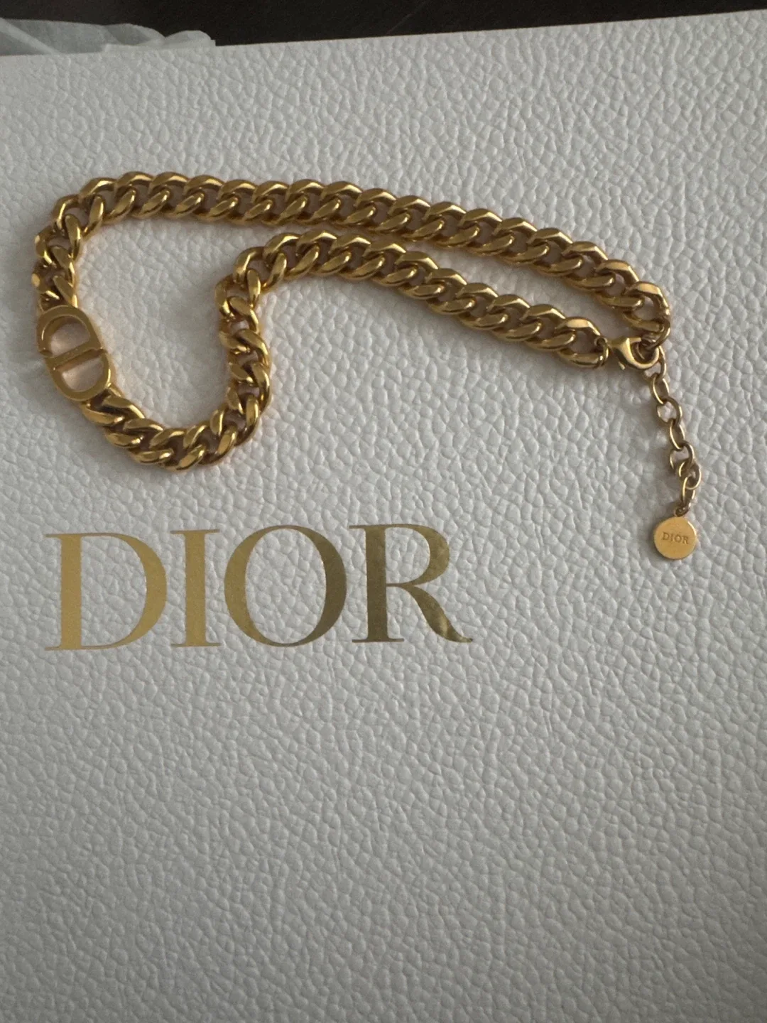 Christian Dior, CD, Rhinestone Gold plated Choker Chain Necklace image indicator(5)