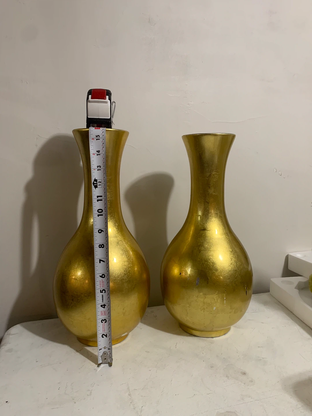 Gold Vases, Set of 2, 14-15 inches