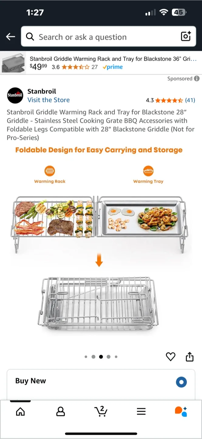 Stanbroil Griddle Warming Rack and Tray image indicator(2)