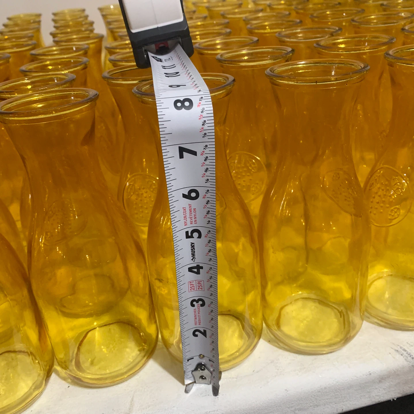 Vintage Yellow Glass Milk Bottles, 7" Tall - photo 2