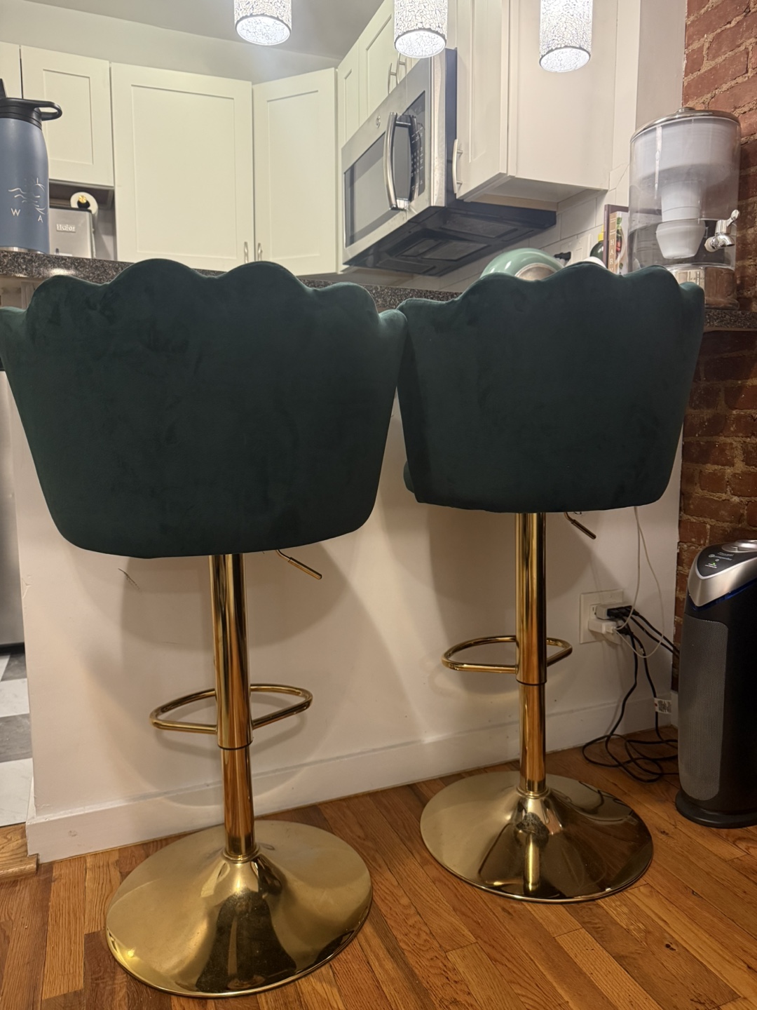 Set of 2 Green Velvet Bar Stools - photo 2