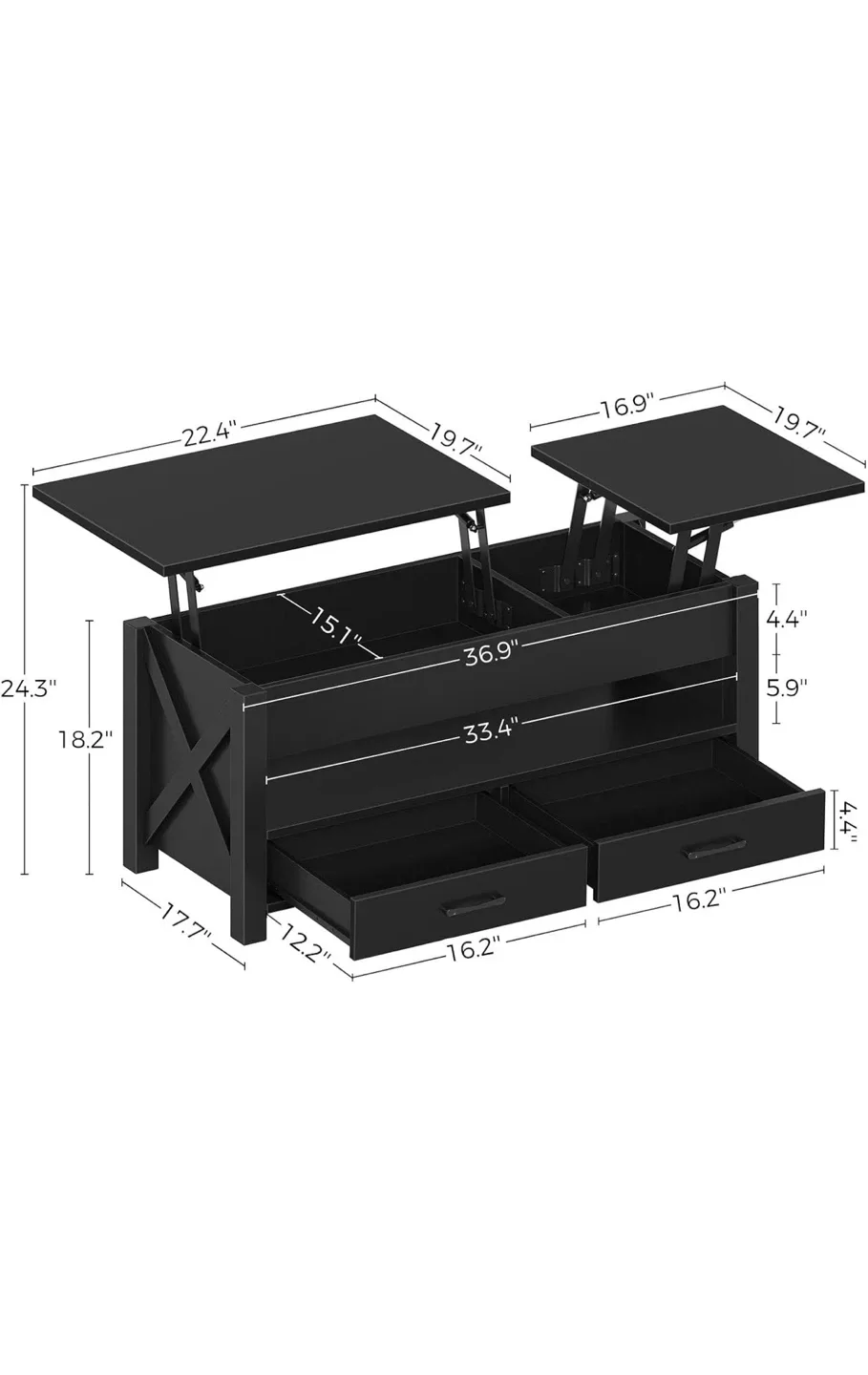 Black Lift Top Coffee Table with Storage image indicator(3)