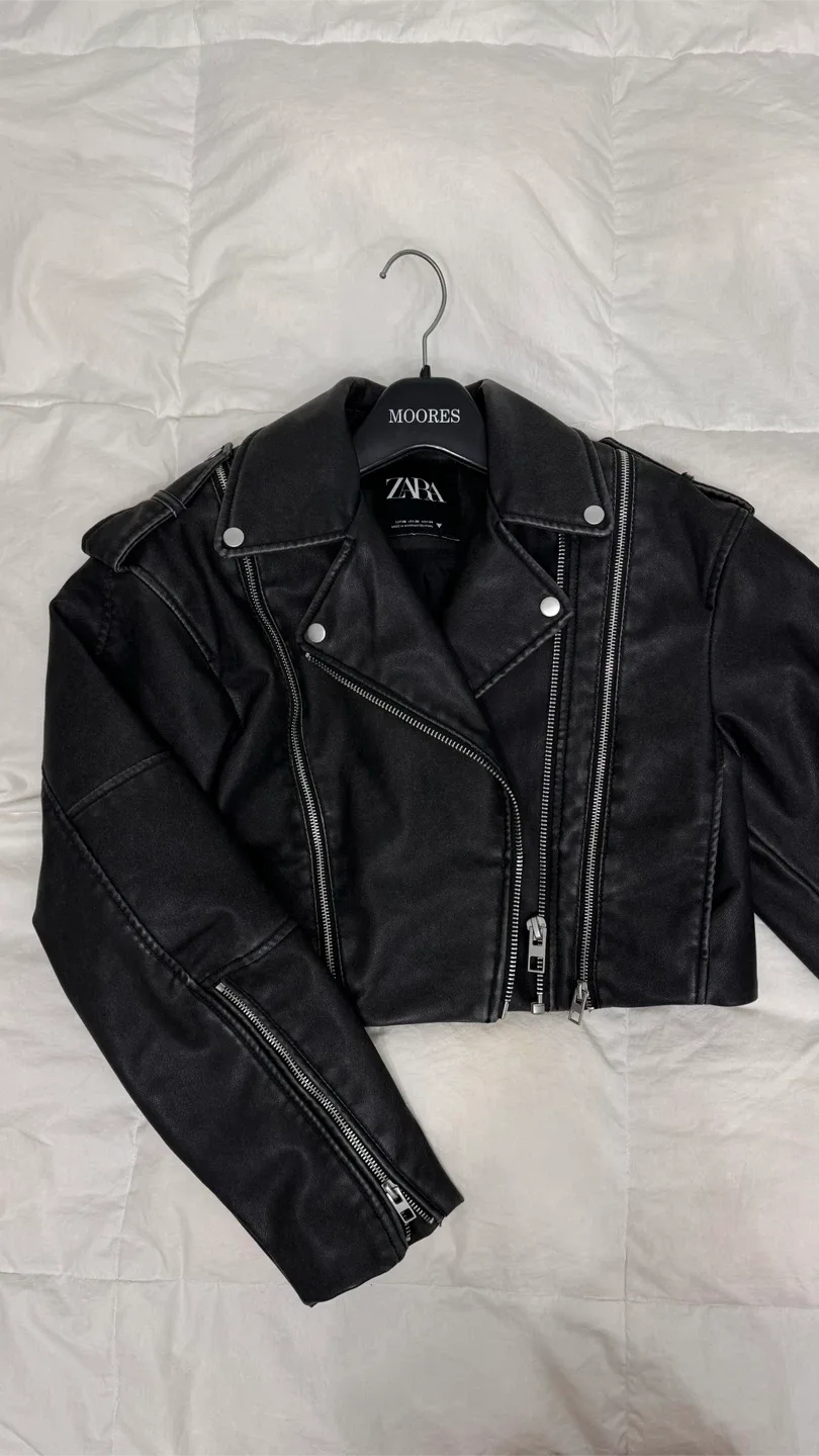 Zara Black Biker Jacket - Size XS image indicator(2)