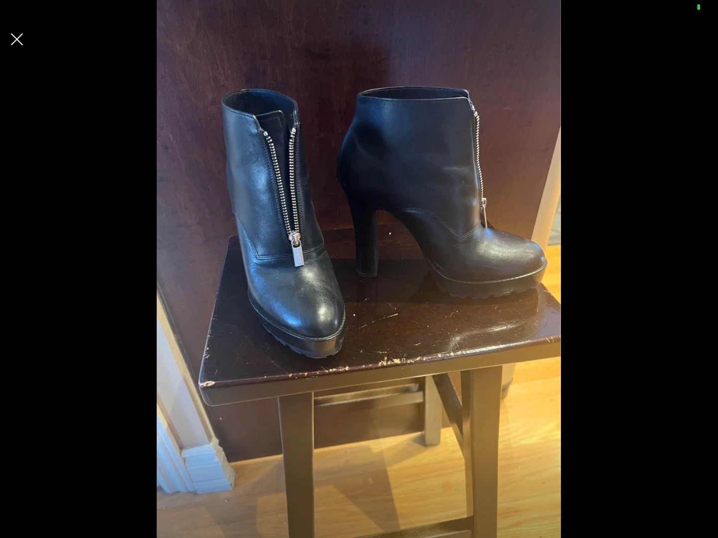 Black Leather High Heel Ankle Boots - photo 2