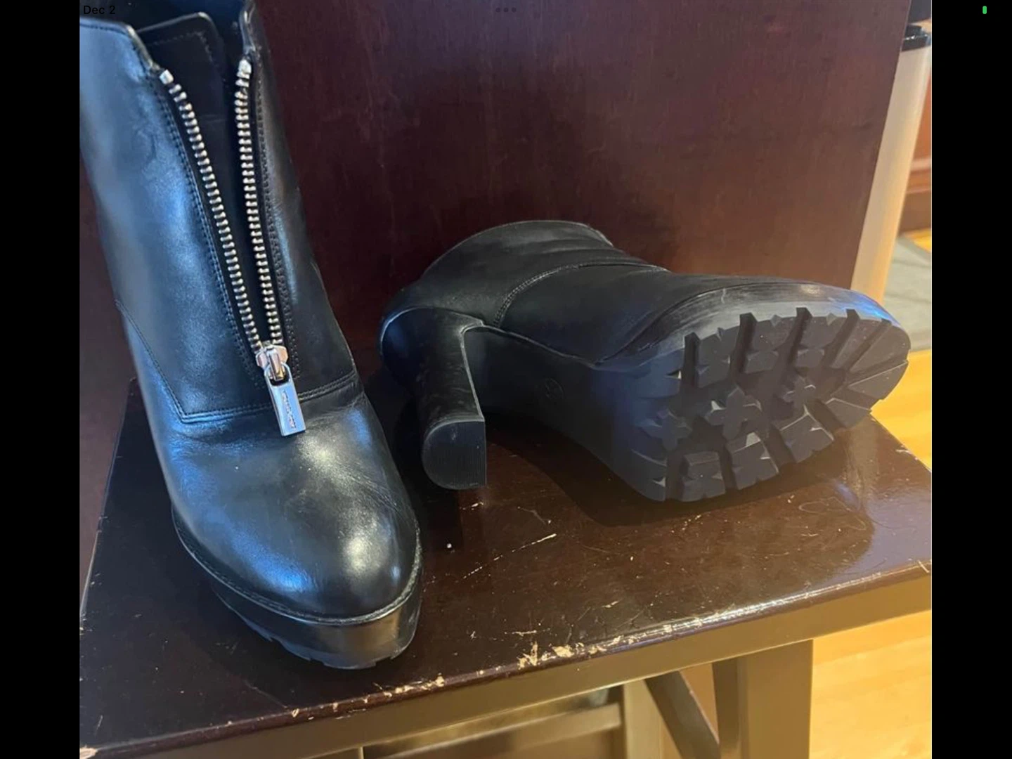 Black Leather High Heel Ankle Boots