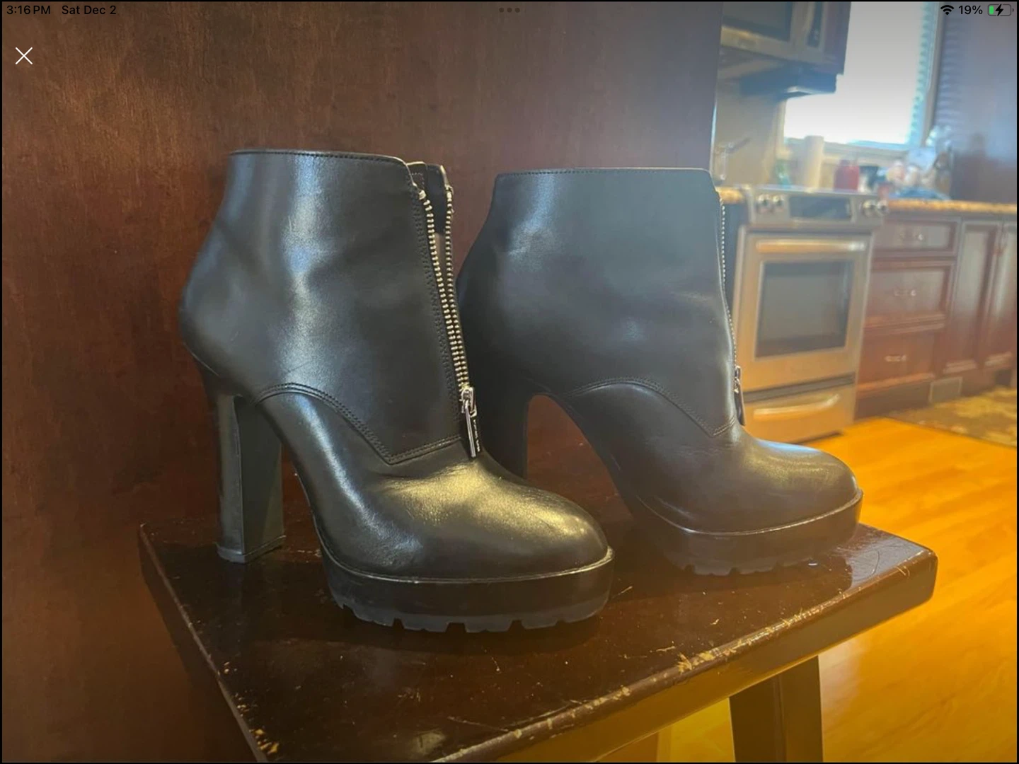 Black Leather High Heel Ankle Boots - photo 3