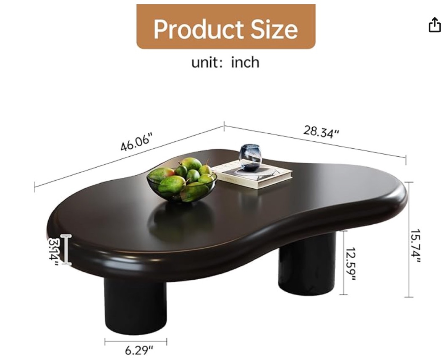 Small Black Organic Modern Coffee Table - photo 2