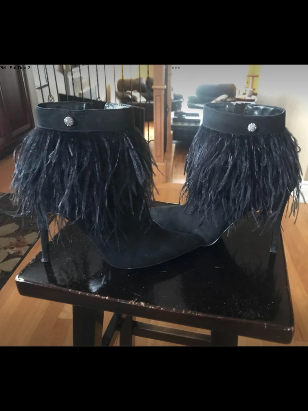 Black Feather Ankle Boots