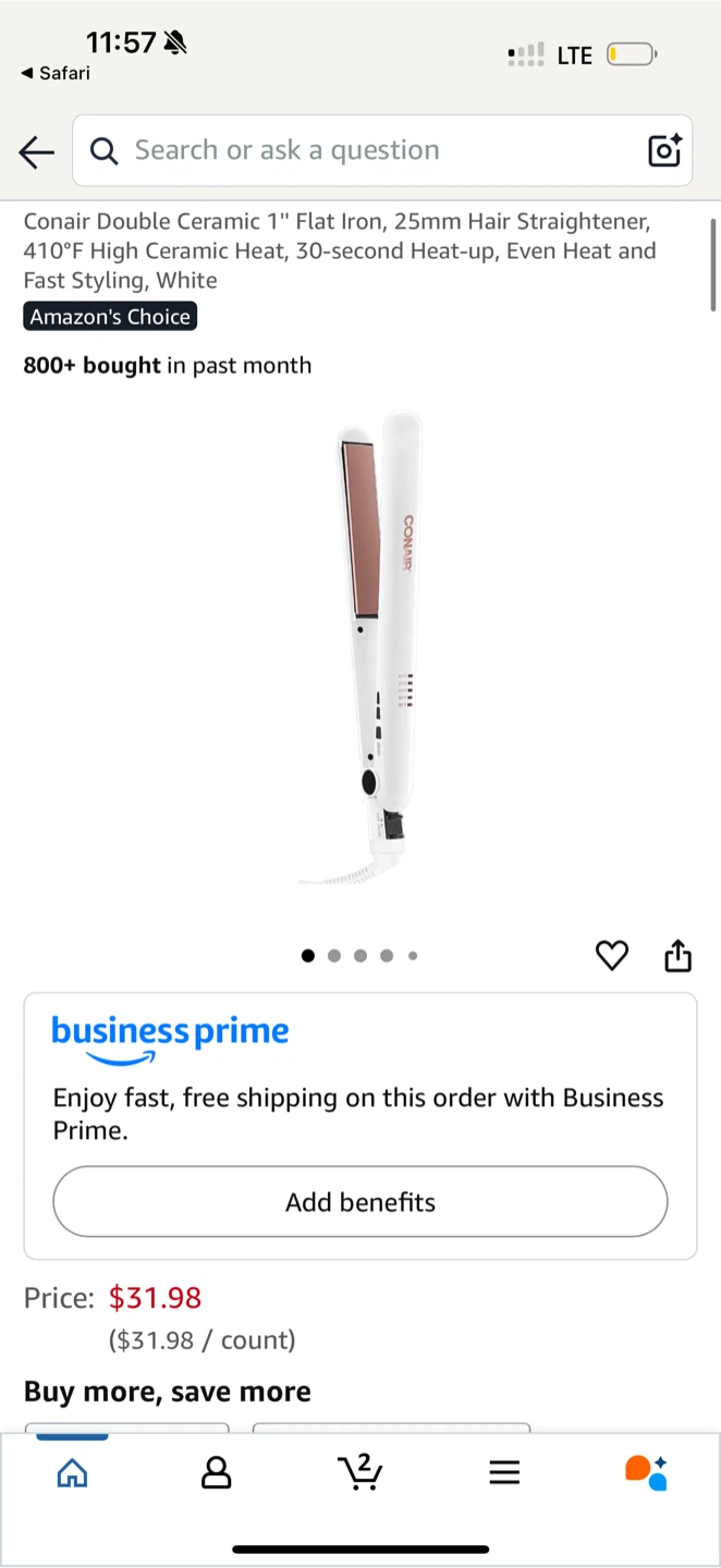 Conair Double Ceramic 1" Flat Iron - White - photo 4