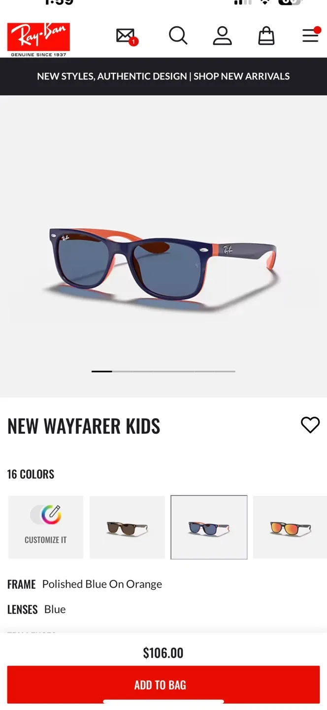 Ray-Ban Sunglasses - Black & Orange image indicator(9)