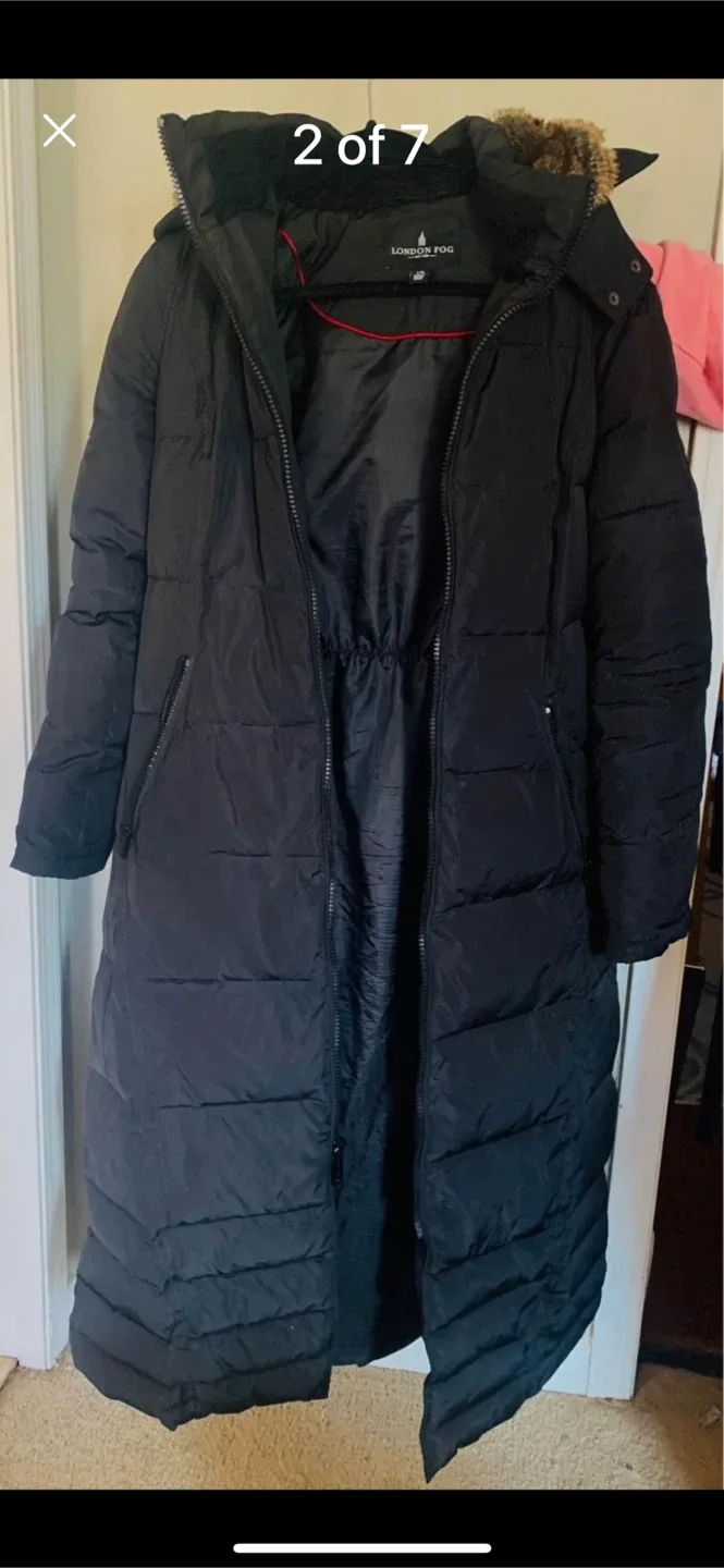 London Fog Black Down-Filled Long Puffer Coat image indicator(4)