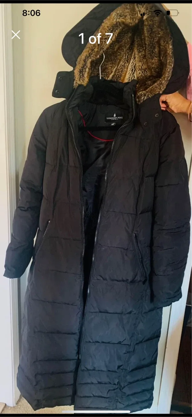 London Fog Black Down-Filled Long Puffer Coat image indicator(5)