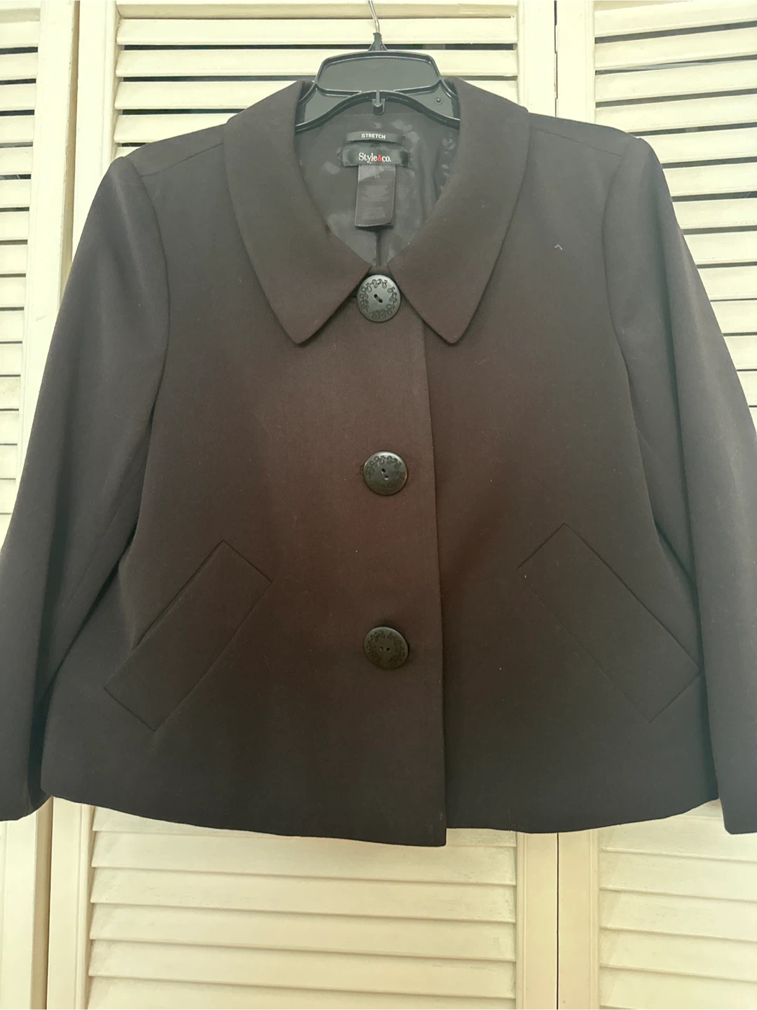 Style&co. Black Cropped Jacket Size 10 - photo 3