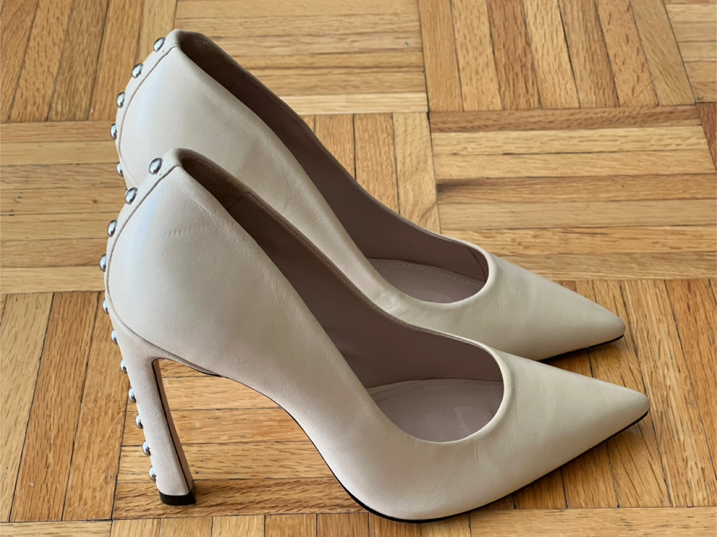 Schutz Beige Leather High Heel Pumps