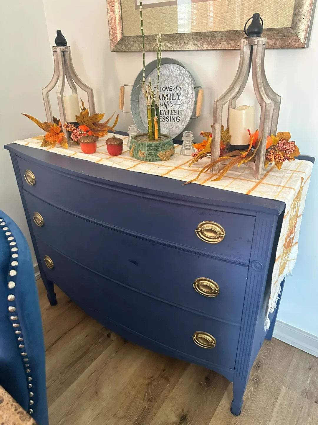 Blue Painted 3-Drawer Dresser image indicator(2)
