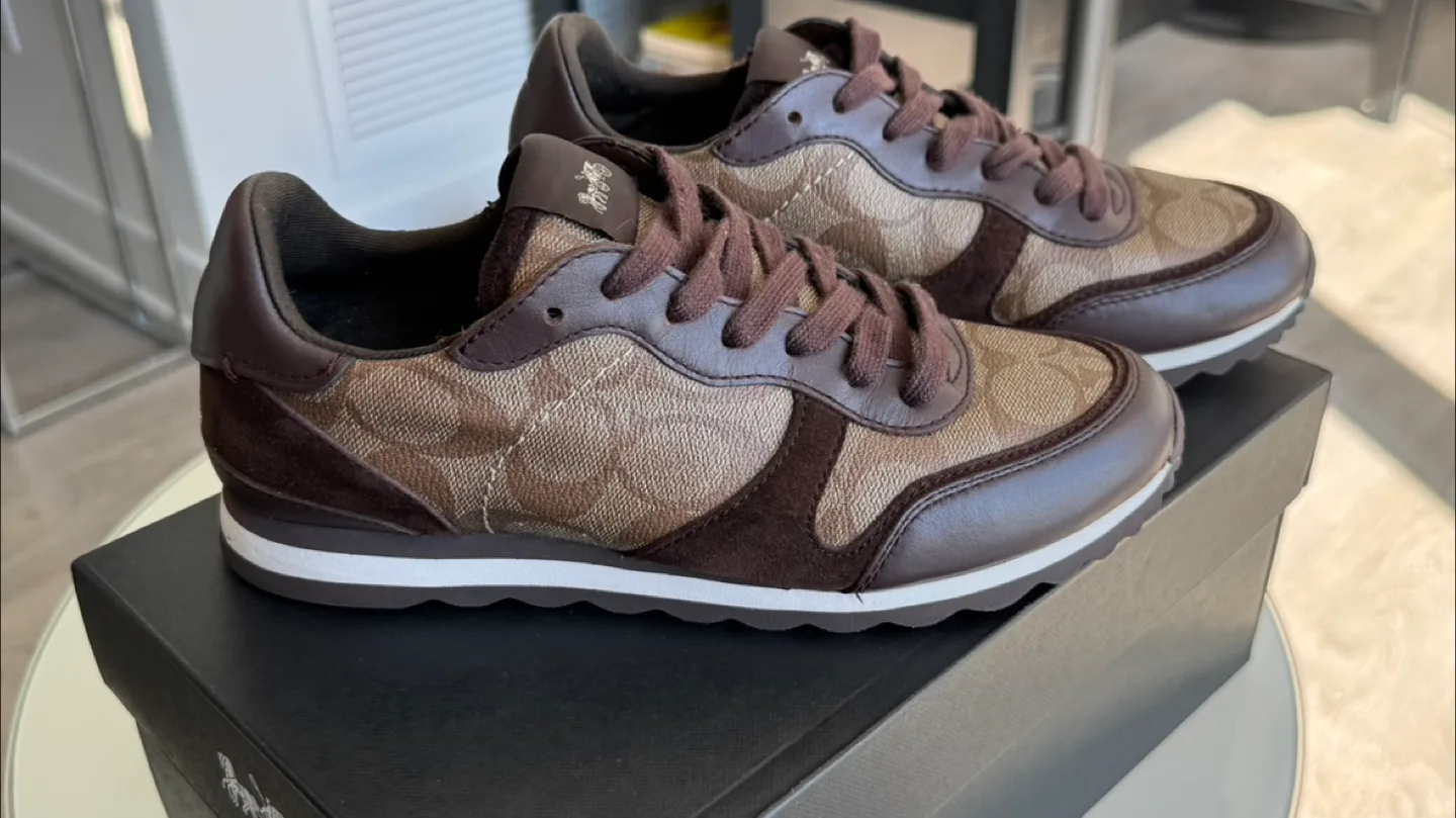 Coach Brown and Beige Signature Canvas Sneakers thumbnail