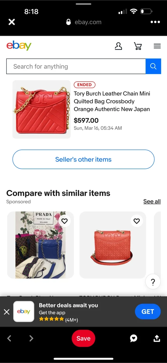 Tory Burch Leather Chain Mini Quilted Bag Red image indicator(2)