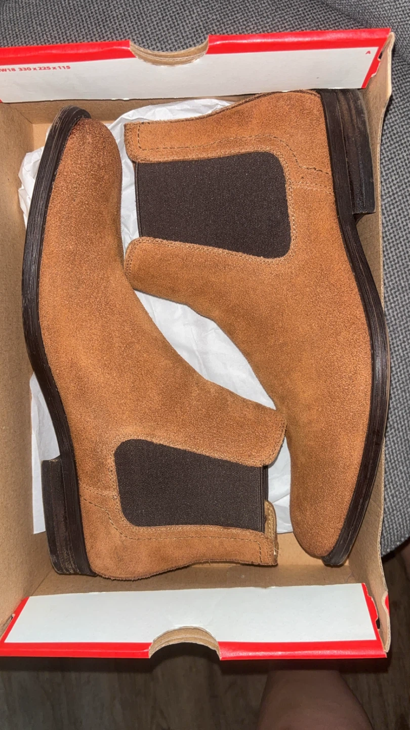 Brown suede short cowboy boots