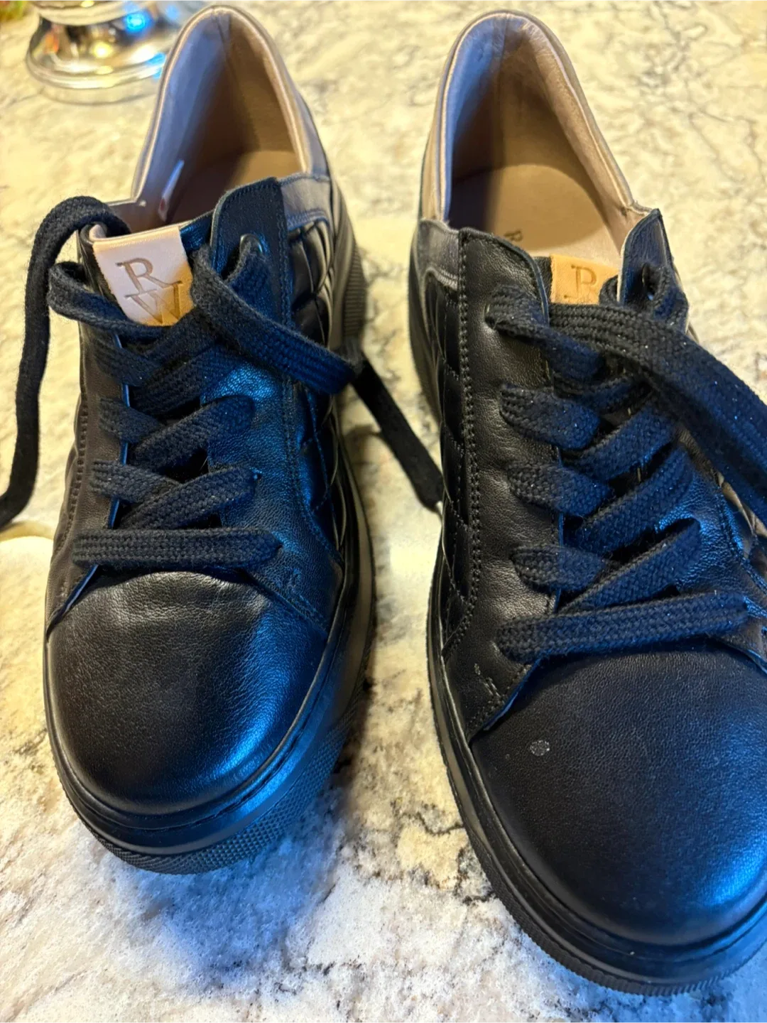 Ron White Black Leather Sneakers - Size 38 image indicator(2)