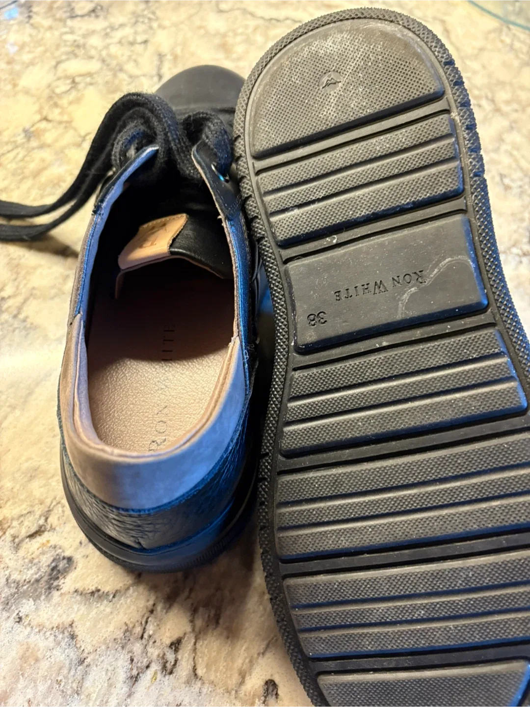 Ron White Black Leather Sneakers - Size 38 image indicator(3)