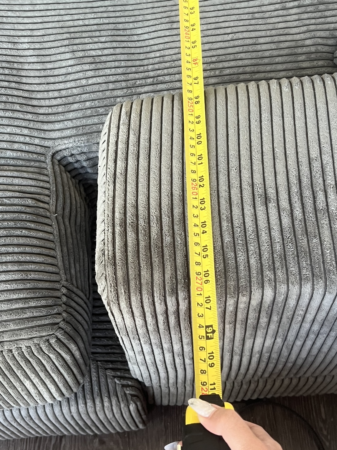 Gray Corduroy Sectional Sofa - photo 4