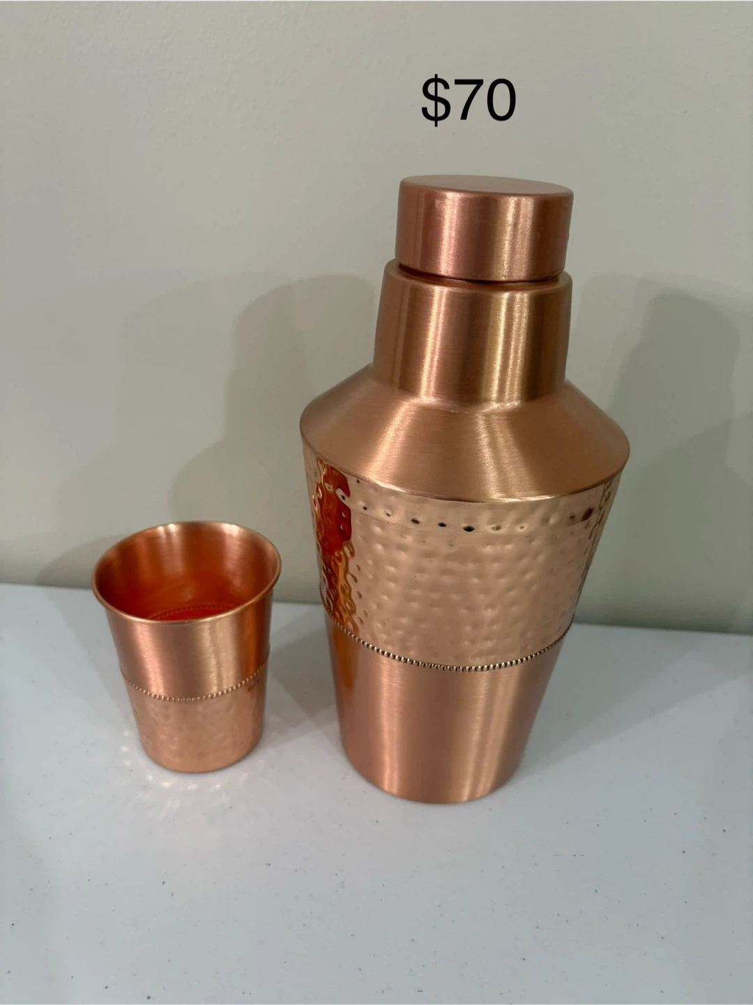 Copper bottle with glass