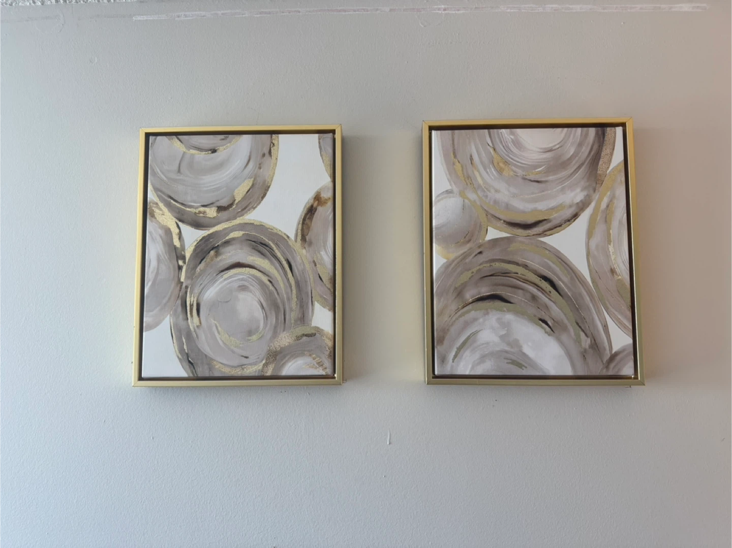 Set of 2 Gold Framed Abstract Wall Art